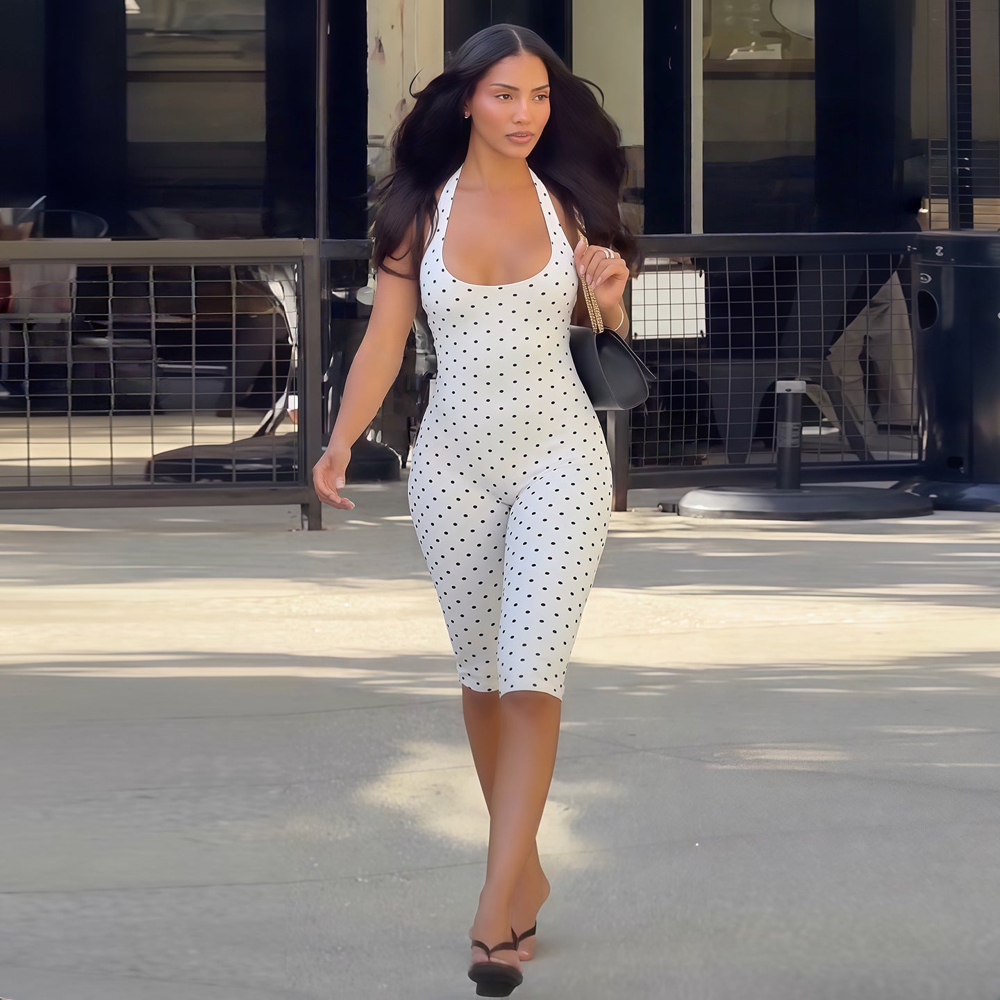 Women's Sleeveless Bodysuit with Low Neck and Open Back Drip Depot