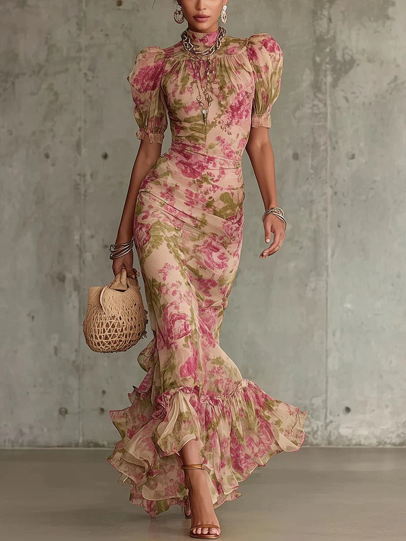 Casual Western-style mermaid dress with off-shoulder design
