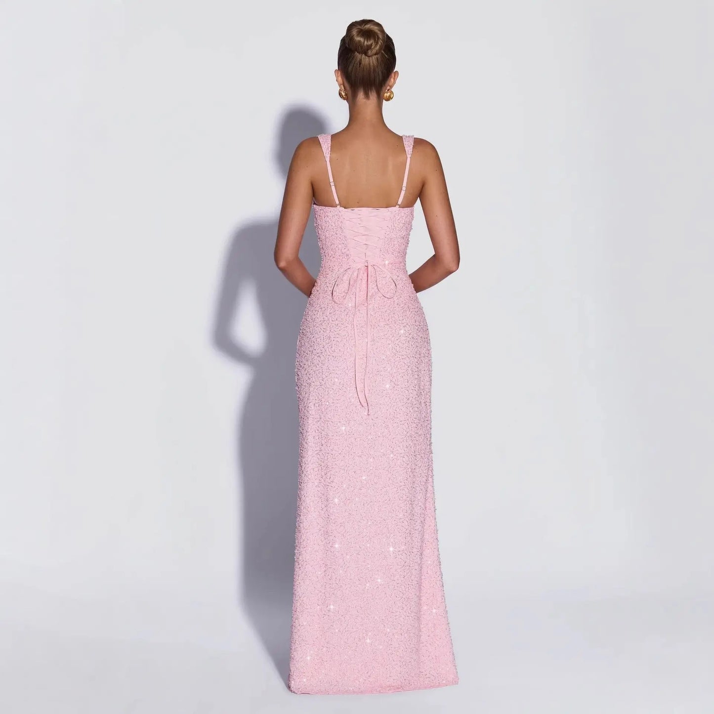 Sequined Sleeveless Tube Top Long Dress with Slit Drip Depot