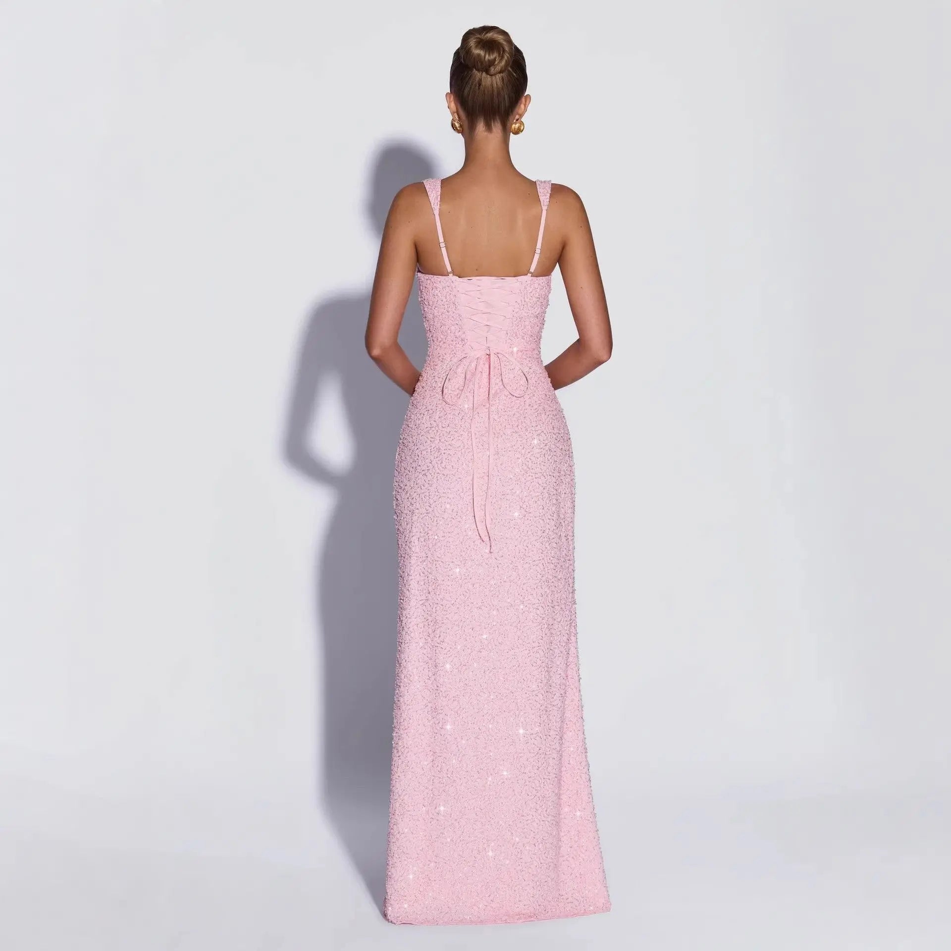 Sequined Sleeveless Tube Top Long Dress with Slit Drip Depot