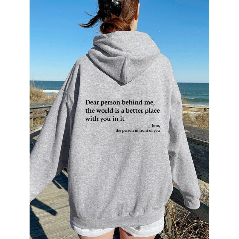 Letter Print Fleece Hoodie Sweatshirt