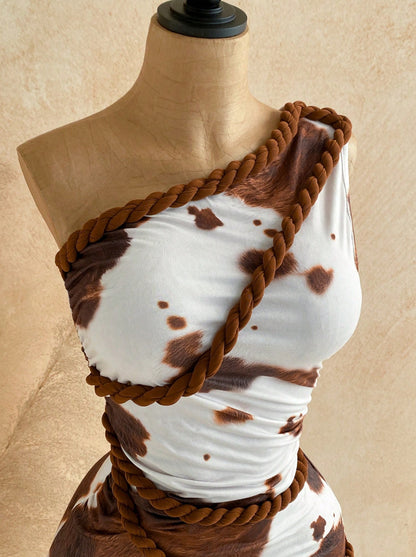 Braided Twist Halter Neck Pleated Dress