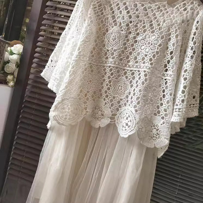 Lace Embroidered Mesh Blouse