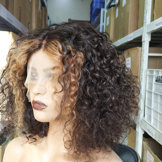 T Part Lace Bob Wig Human Hair Water Curly Drip Depot