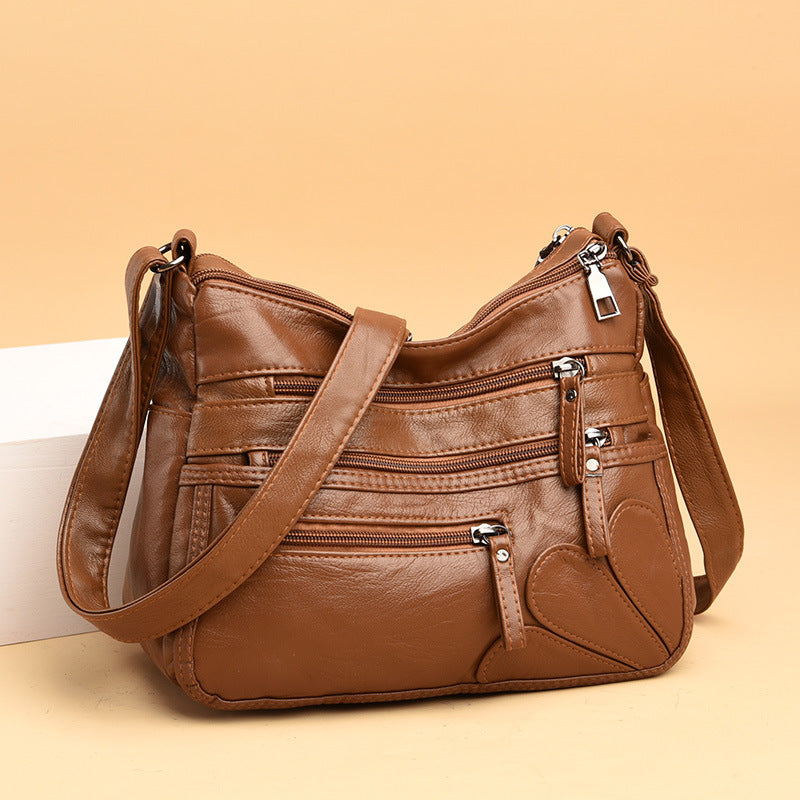 Soft Leather Crossbody Bag with Large Capacity