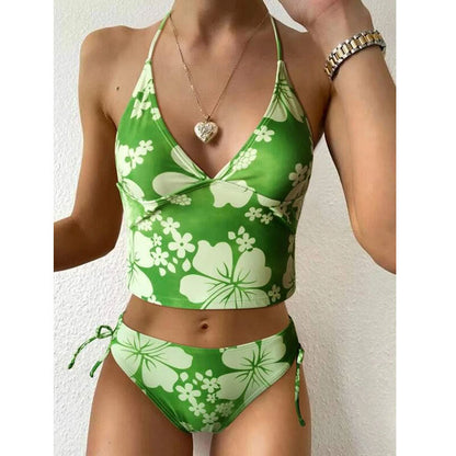 Floral Print High-Waisted Bikini Swimsuit Drip Depot