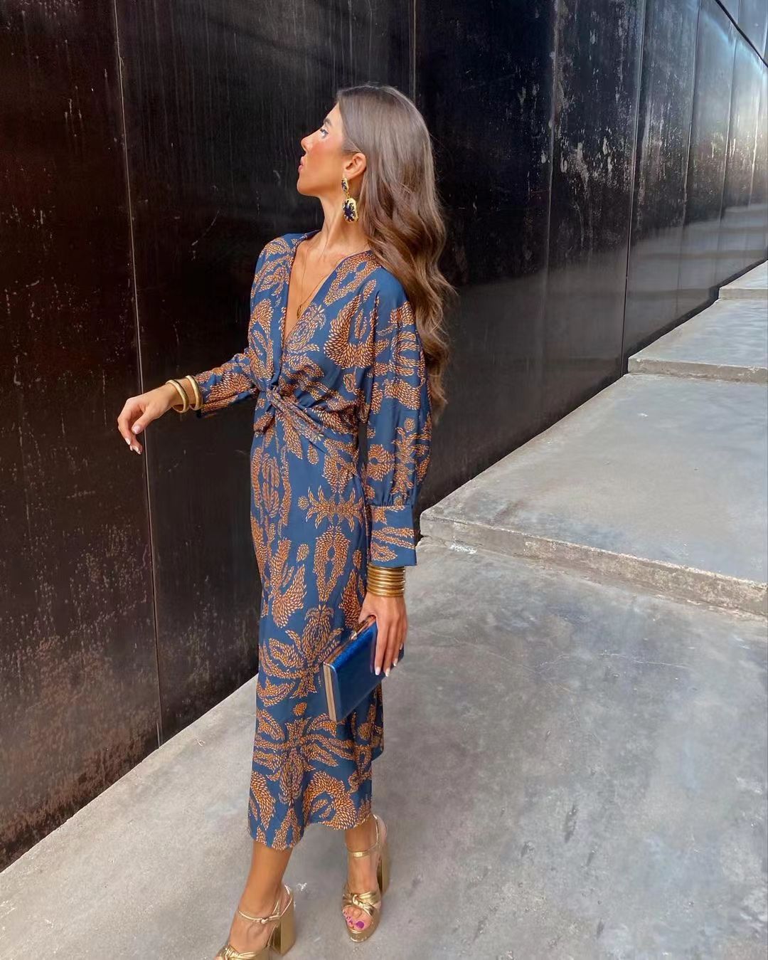 Printed A-Line Womens Dress