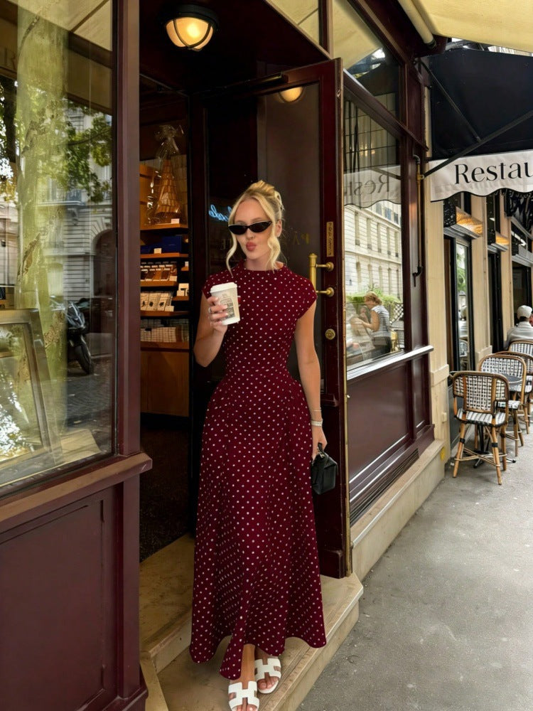 French Classic Polka Dot Knitted Dress