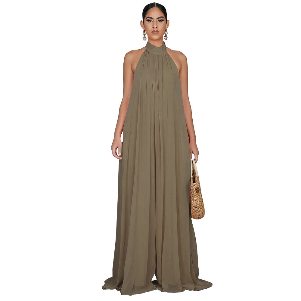 Sleeveless Backless Chiffon Jumpsuit