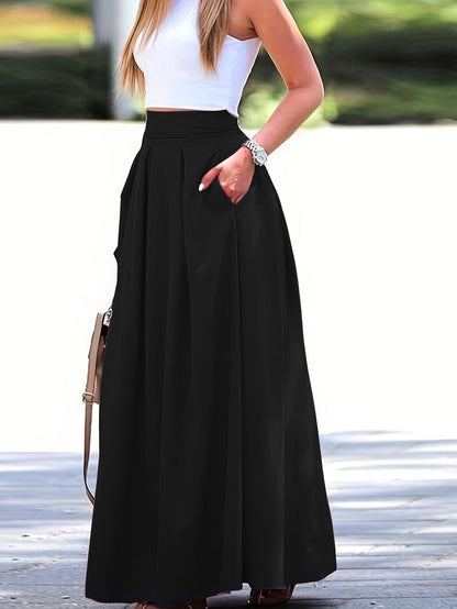 High Waist A-Line Long Skirt