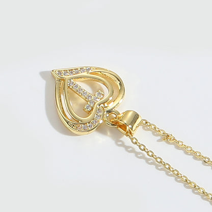 Heart Shape Zircon Letter Necklace