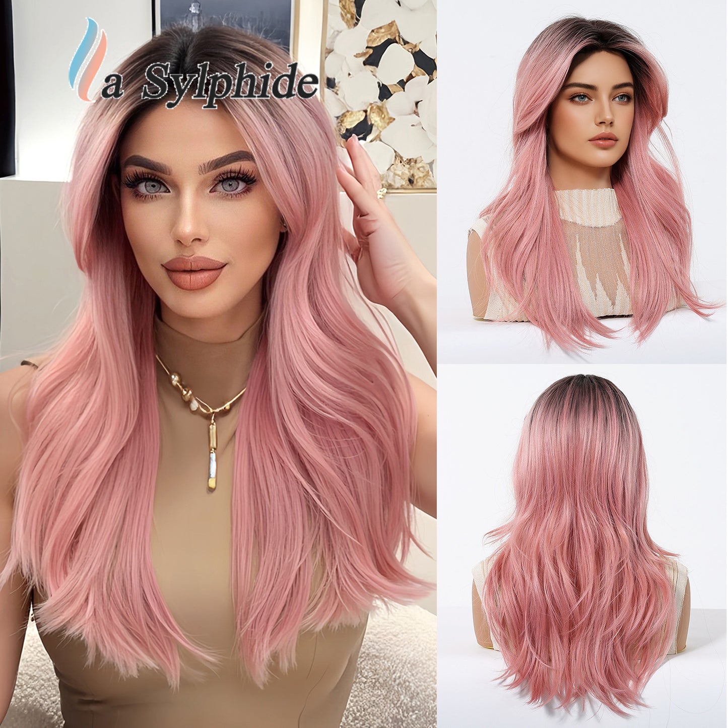 Long Curly Synthetic Hair Wig with Gradient Colors 24inch