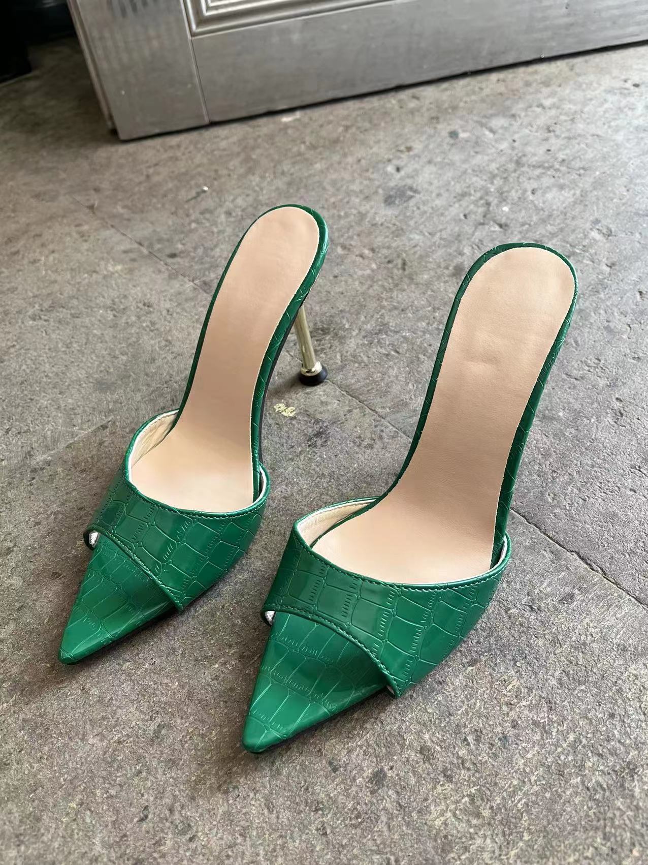 Women Snake Pattern Pointed Toe High Heel Sandals Peep Toe Slippers