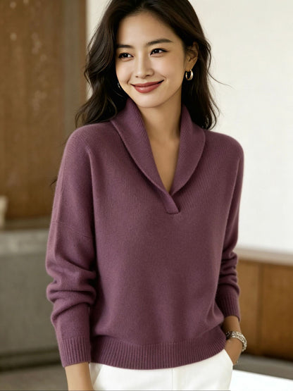 Long Sleeve Solid Color Knit Sweater