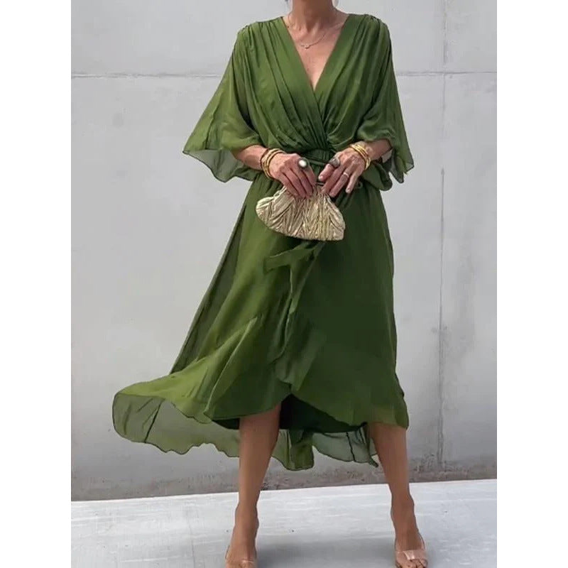 Elegant Bat Sleeve Long Dress Drip Depot