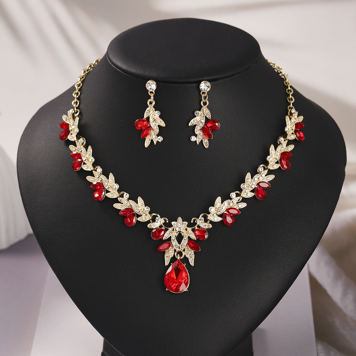 Bridal Necklace and Earring Set with Diamond Accents
