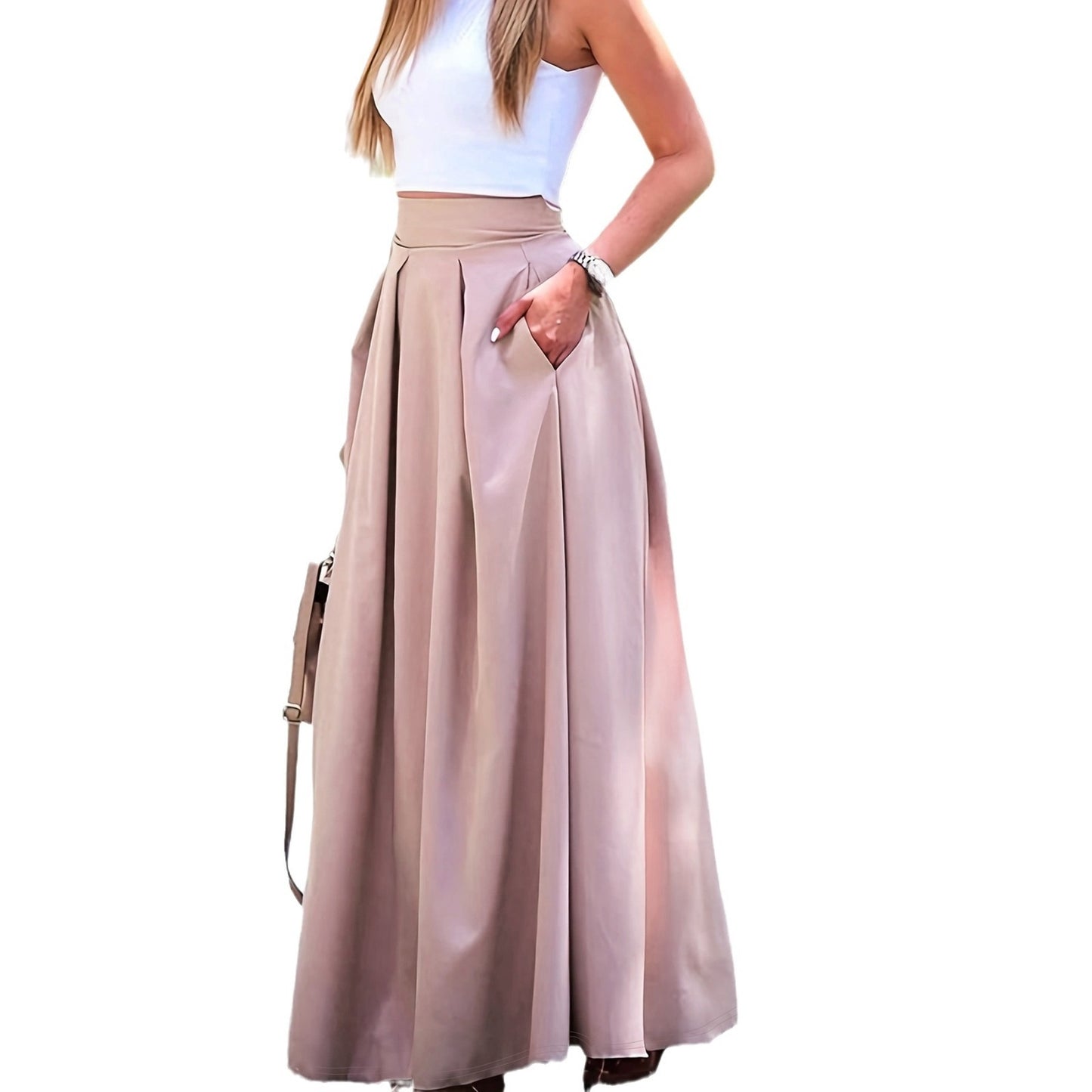High Waist A-Line Long Skirt