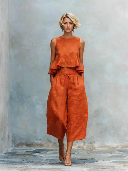 Linen Blend Two-Piece Set