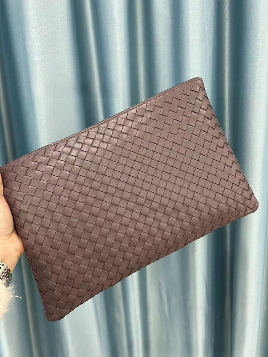 Handheld Zipper Wallet Sheepskin Woven Casual Bag