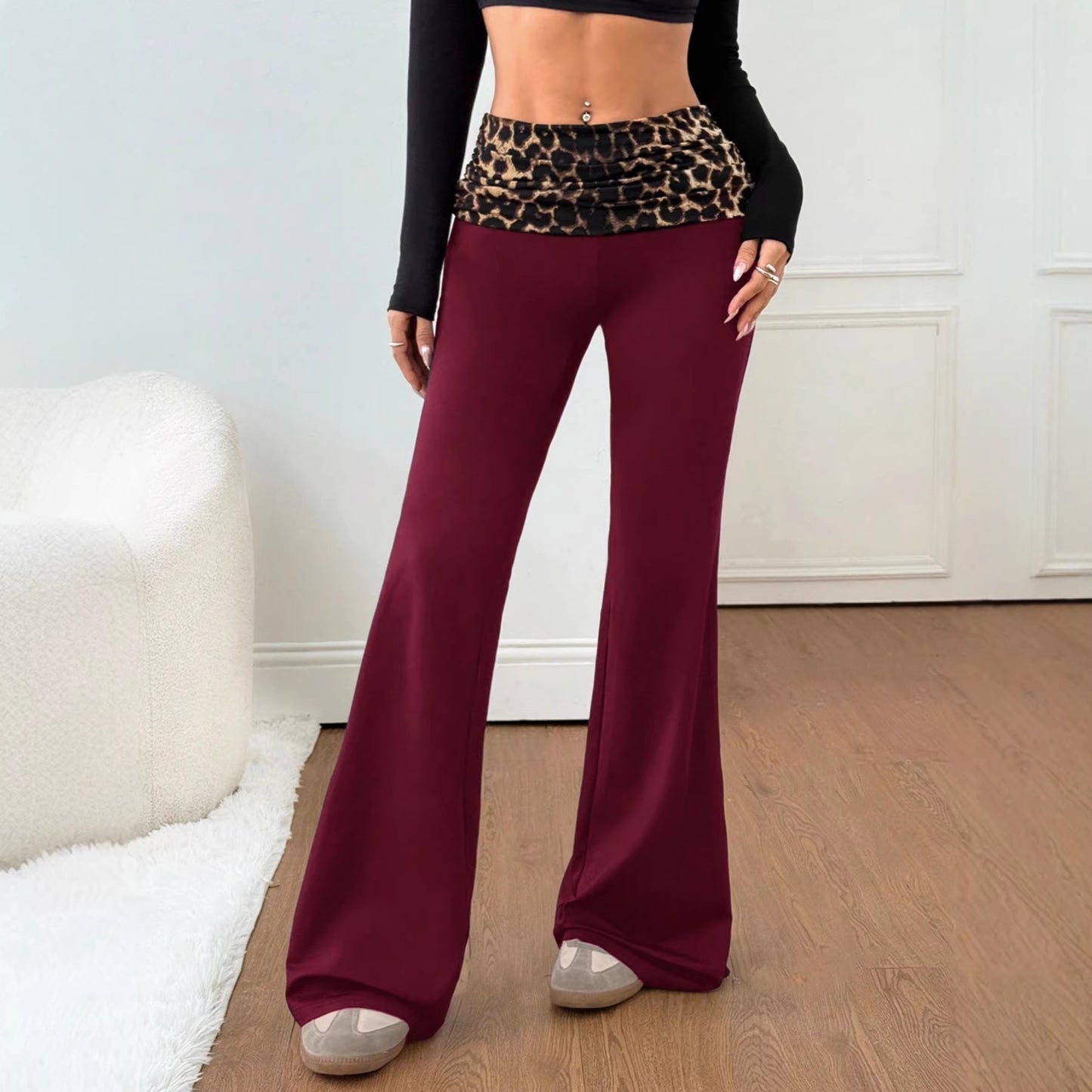 Leopard Print Flared Yoga Pants