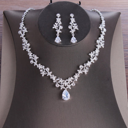 Zircon Necklace and Earrings Set for Wedding