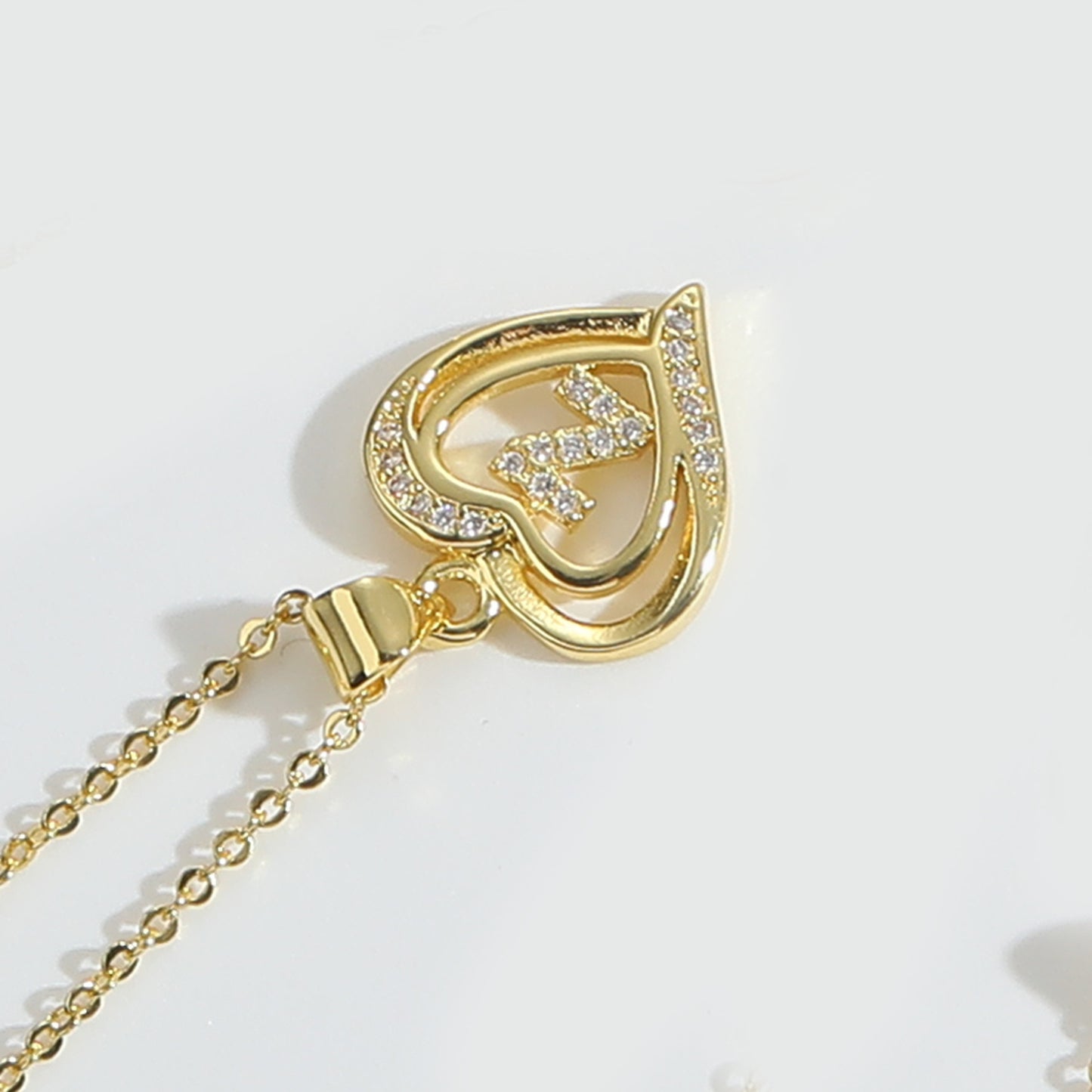 Heart Shape Zircon Letter Necklace