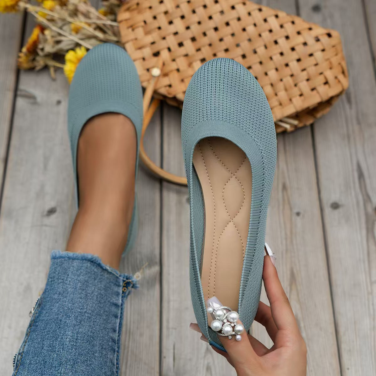 Knitted Flat Bottom Casual Shoes Drip Depot