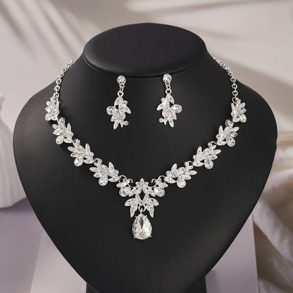 Bridal Necklace and Earring Set with Diamond Accents
