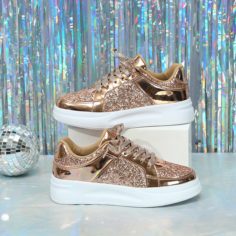 Thick Sole Sequined Casual Sneakers