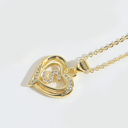 Heart Shape Zircon Letter Necklace