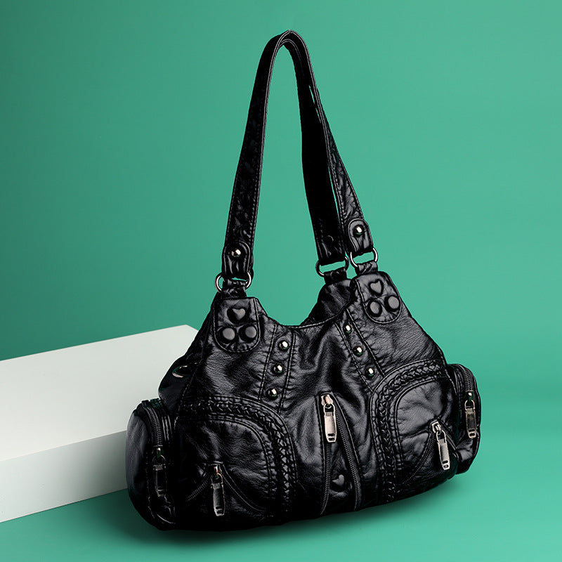 Soft Leather Crossbody Bag with Large Capacity Drip Depot