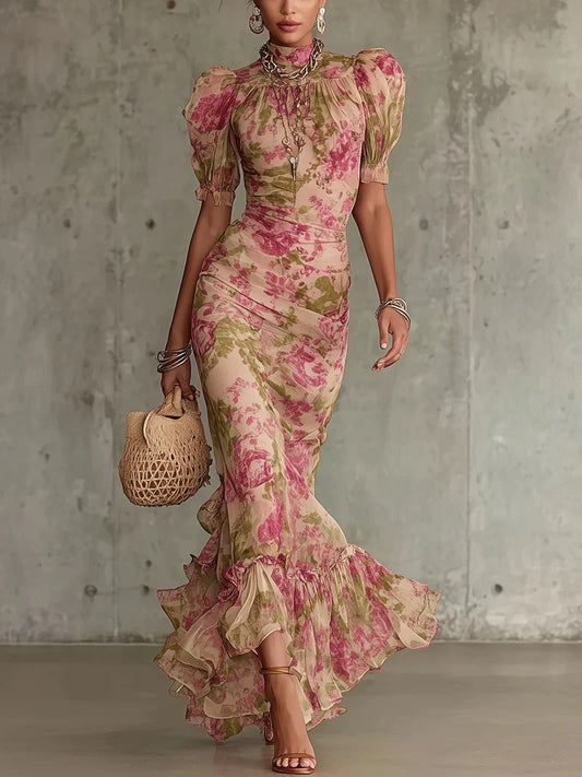 Casual Western-style mermaid dress with off-shoulder design