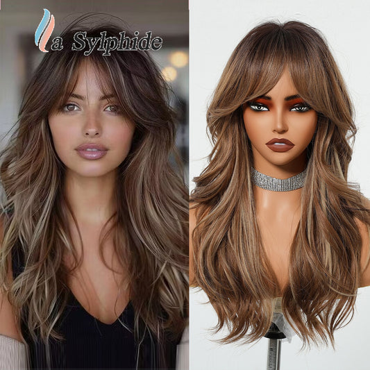 Long Curly Synthetic Hair Wig with Gradient Colors 24inch
