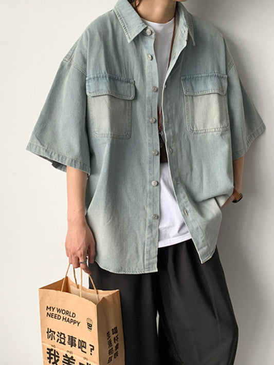 Unisex Denim Short Sleeve Shirt Jacket Drip Depot