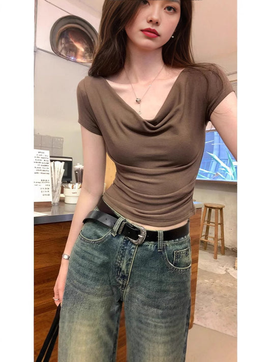 Off-Shoulder Slim-Fit T-Shirt