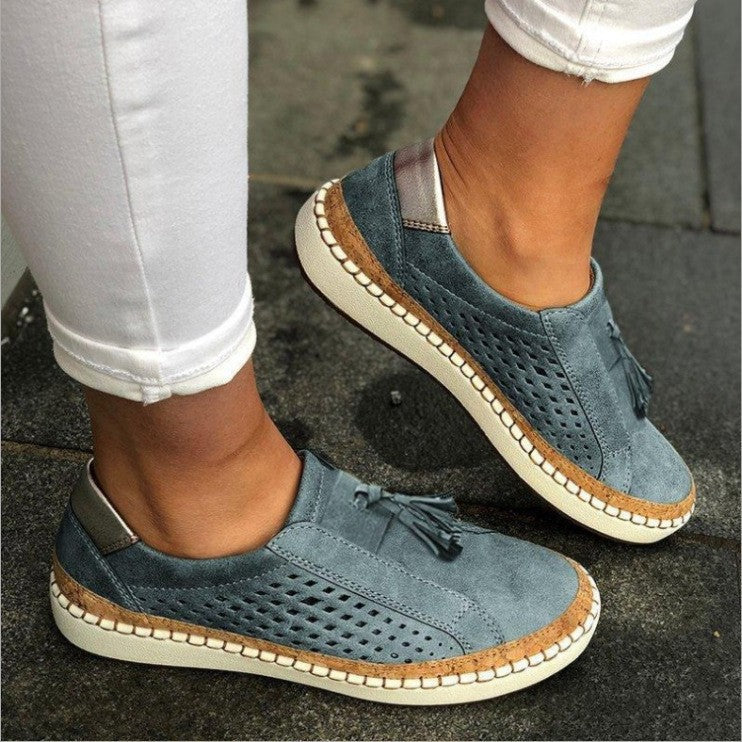 Tassel Round Toe Two-Color Stitching Casual Shoes Drip Depot