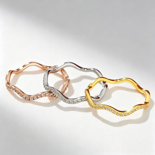 Wavy diamond-studded ring Drip Depot