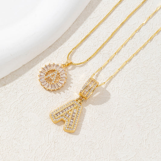 Diamond Letter Pendant Necklace