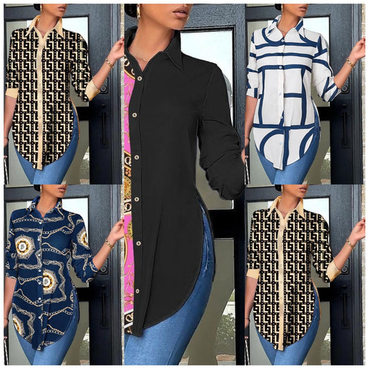 Womens Slim Fit Polo Collar Shirt