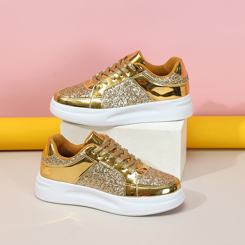 Thick Sole Sequined Casual Sneakers