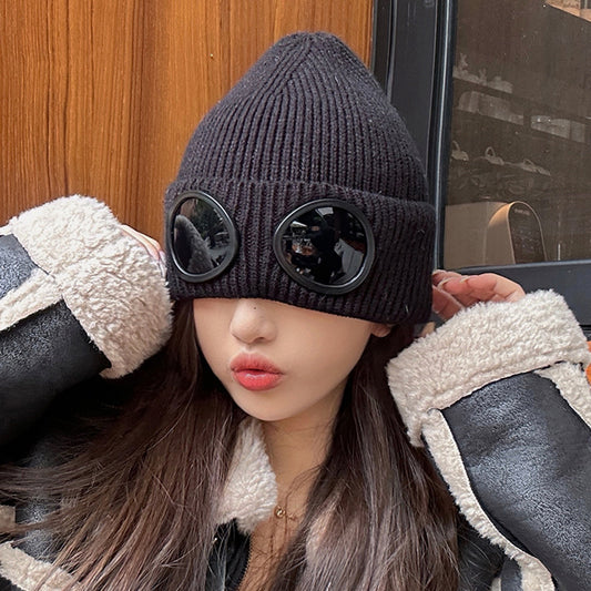 Aviator Goggles Fleece-Lined Knitted Beanie