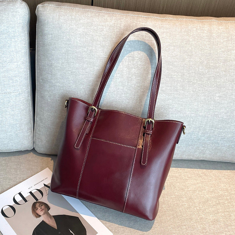 Leather Tote Bag with Adjustable Strap