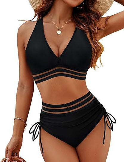 Women's High-Waisted Push-Up Bikini Set