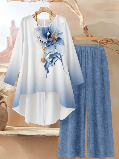 Printed Wide-Leg Pants for  Set