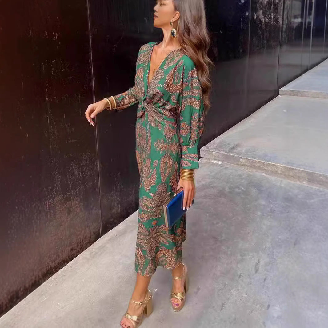 Printed A-Line Womens Dress